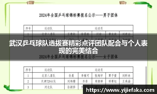 武汉乒乓球队选拔赛精彩点评团队配合与个人表现的完美结合
